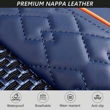 Breathable Luxury Nappa Leather + Ice Silk Car Seat Cover 4 Season Use Front Back Rear Cushion Full Wrapped Protector Universal Fit For 95% Cars SUV Truck - Blue - View 7