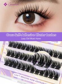 [36Pcs]GENIELASH Glue-Free Cross Eyelash For Beginner Self Adhesive Eyelashes Natural False Eyelashes No Need Glue