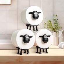 3PCS Sheep-Shaped Toilet Paper Holder, Towel Storage Rack, 3D Printed Black Sheep Toilet Roll Holder, Wall-Mounted Bathroom Tissue Basket, Fun Housewarming Gift And Bathroom Decoration - 黑與白 - 查看 7
