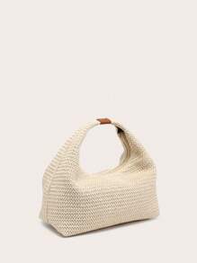 1 pezzo Borsa a tracolla di paglia intrecciata da donna, di stile da vacanza, di grande capienza, dal design semplice e di nicchia