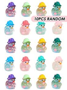 100/50/20/10/1pc Luminous Flash Mini Ducks, Miniature Duck With Hats, Fluorescence Fairy Garden Decoration, Cute Animals Micro Landscape,Desktop Decoration Accessories Home Decor