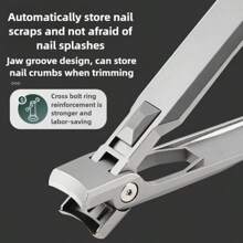 1pc Powder Metallurgy One-Piece Nail Clipper, Extra-Large Opening, Anti-Splash, High Quality, Ergonomic Design, Professional Grade, Easy Grip, Sharp And Durable Nail Clipping Tool, Suitable For Thick And Hard Fingernails And Toenails - Minimalist Style