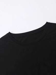 Women's  Round Neck T-Shirt - "Chinga La Migra" Graphic Tee,  Floral Print, Casual Fashion, Perfect For Summer - Black - View 3