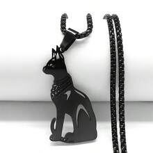 1 chiếc vòng cổ nữ thần Ai Cập bằng thép không gỉ màu bạc, trang sức giả cổ lấy cảm hứng từ phong cách vintage. - con mèo - Xem 8