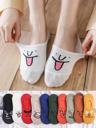 1/5/10/15 Pairs Cute & Graphic Casual Ankle Socks For Women,