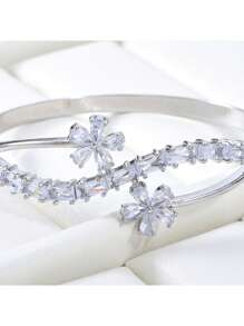 Charming Fashion Bangle Bracelet Zirconia Flower Bracelet Girl Gift Party
