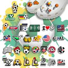 20/30 pièces aléatoires de la série Sports - Charmes pour chaussures de basket-ball, football, softball, baseball, volley-ball, etc. pour sabots et sandales, charmes de chaussures PVC de haute qualité. Accessoires populaires et décorations, super cadeaux pour Noël, anniversaire, fête