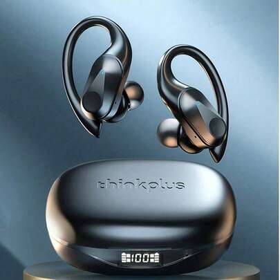 Lenovo LP75蓝牙耳机 挂耳式带数字显示 超长续航5.3小时 HIFI音效 低延迟 音乐 游戏 跑步 防水 麦克风 无线耳机