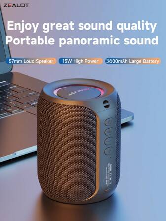 ZEALOT ZEALOT S32Pro Portable Wireless Speaker With Breathing Atmosphere Light Compatible With TF Card, USB Flash Drive, Audio Cable Connection For Playback, IPX4 Waterproof Long Endurance TWS Series Hands-Free Call, Supporting Connection To Mobile Phone/Tablet/Computer/TV Audio, Suitable For Outdoor, Home, And Car Use