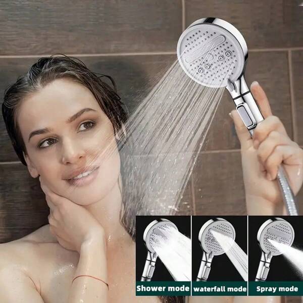 1 set de douche luxueux et multifonctionnel, options de couleurs multiples (support et tuyau inclus), anti-obstruction, étanche, buses en silicone, options de couleurs multiples (support et tuyau inclus), anti-obstruction, 2024 version améliorée de la pomme de douche haute pression avec filtre à 4 étages, étanche, conception étanche, buses en silicone, 3 modes de pulvérisation et pause à un bouton | grand panneau anti-obstruction