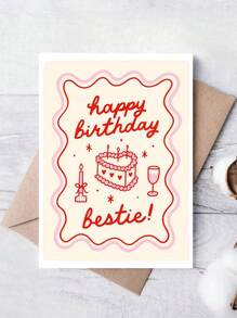 1 pieza Tarjeta de cumpleaños sincera para la mejor amiga con un poema de amor divertido, diseño rosa y blanco - Regalo de cumpleaños ideal de primavera para la mejor amiga, tarjeta de cumpleaños para la mejor amiga | Encantadora estética | Tarjeta de papel