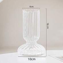 Lake Balaton 1pc Transparent Glass Vase, Mini Wave Pattern Flower Container For Dry Flowers And Cut Flowers, Suitable For Home Decor, Living Room Decor, Flower Vase Display - Transparent - View 15