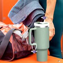 2pcs Straw Cover Set, Straw Cap + Pearl Chain, Pearl Chain Heart Wing Angel Wing Heart Straw Cap, Straw Cover Dust Cap - Multicolor - View 5