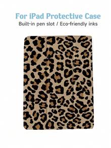 猎豹印花 1 件黑棕色豹纹平板电脑保护壳，带铅笔槽，防摔，睡眠/唤醒支持，兼容三星和 iPad - 彩色 - 查看 6