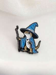 1pc Lizard Wizard Enamel Badge, Punk Gothic Blue Animal Metal Brooch, Decorative For Backpack, Clothes, Lapel, Unique Jewelry Gift - Multicolor - View 4