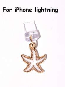 1/4pcs Multicolor Starfish Dust Plug, Creative Cute Fashion Marine Life, Glossy Alloy Metal Pendant, Transparent Silicone Dust Plug Accessory For Smartphone, Tablet, Kindle, Charging Port Decor, Suitable As Small Gift, Compatible With IPhone Lightning/Type-C, Firmly Protects Charging Port From Water, Moisture And Dirt