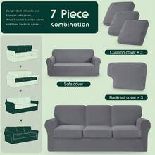 CHUN YI Juego de Fundas de Sofá Elásticas de 7 Piezas, Funda de Sofá de 3 Plazas con Tres Respaldos Separados y Cojines con Bandas Elásticas, Tela Jacquard de Spandex (Tamaño Grande, Gris Claro) -  China - Gris Claro - Ver 8