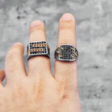 Men's Rings Wide Ring With Scorpion And Black Cubic Zirconia, Index Finger And Middle Finger Rings, Blessing Gift, Size 7-14