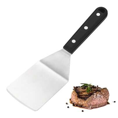 Espátula de acero inoxidable para plancha, volteador de panqueques, aplastador de hamburguesas, raspador, volteador de lasaña, servidor