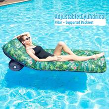 New  Oversized Pool Float Lounge, 72" X 37" Extra Large Fabric-Covered Pool Floats For Adults, Iatable Contour Lounger  Headrt Ultra-Comfort Cooling Pool Raft (XL, Monstera) - Tropical Green - View 4
