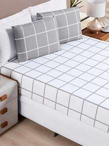 4-Piece King\Queen\Double\3-Piece Single Bed Set 200 Thread Count Percale Austin Print - 灰色 - 查看 5