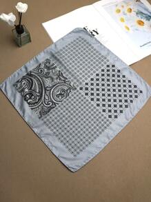 1pc Men's Floral Geometric Pocket Square/Handkerchief, Suitable For Suits, Business, Street Style