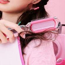 Miniso Barbie Series Foldable Mirror Comb Portable Mini Scalp Massage Hairbrush With Retractable Mirror For Pocket Outdoor Travel Use Airbag Comb Hairdressing Styling Tools - Silver - View 2