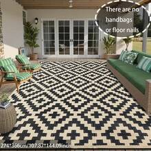 Waterproof Outdoor Rug, 5x8 Ft, Reversible Plastic Grass Patio Carpet For Garden, Camping, RV, Suitable For Yard, Patio, Balcony, Outdoor Entrance, Backyard, Bench, Picnic, Camping, Pool Deck, Black And Beige - Beige - View 14