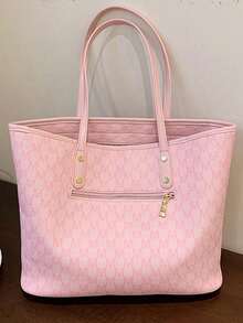 New Fashionable Women's Large Capacity Tote Shoulder Bag, Made Of PU Material, Designed As A Double Handle Handbag, Suitable For Work, Commuting, And Giving Gifts. First Choice For Travel And Business Trips.