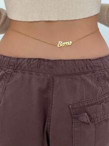 1pc Personalized Customized Waist Chain, Stainless Steel Body Chain With Name - Holiday Party Style, Custom Waist Chain, Personalized Name Belly Chain, Summer Beach Vacation Style Wear Perfect Unique Custom Gift, Fashion Stainless Steel Boho Beach Ornament, Sexy Gift For Birthday, Graduation, Party, Holiday Gift