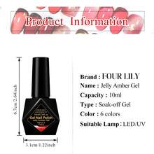 FOUR LILY 10ml 玻璃果冻凝胶指甲油 - 琥珀红透明指甲凝胶，可卸除 UV LED 持久凝胶，适用于 DIY 美甲设计 - 彩色 - 查看 8