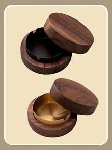 家用客厅防灰创意办公圆形木质炉灶，防飞防摔设计 - 不锈钢内胆易于清洁，适用于办公室、家庭、房间、酒吧装饰，可作礼品，经典圆形 - 适用于客厅、办公室、餐厅和餐车，经久耐用 - 彩色 - 查看 20