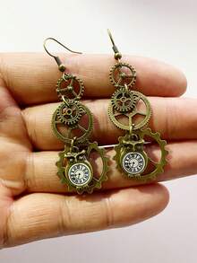 1 Pair Steampunk Style Gear Earrings, Minimalist & Practical Multi-Function - Multicolor - View 1