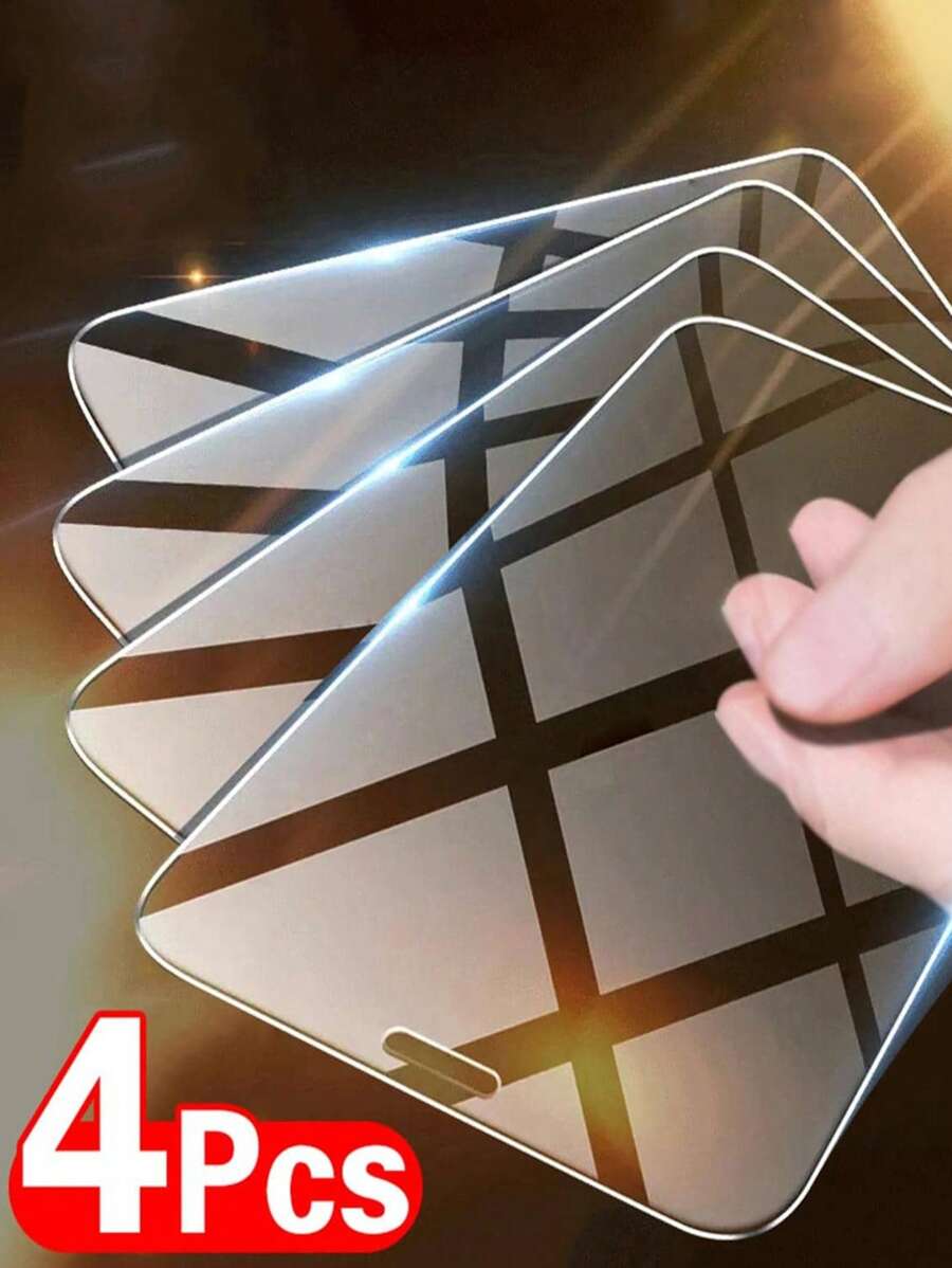 4pcs Tempered Phone Screen Protector Compatible With Iphone16,15,14,13,12,11, Xr, Xs, X, 7,8 Explosion-Proof Shatterproof Scratch Proof And Waterproof Glass Phone Toughened Film Gift For Birthday, Family, Friends Tempered Glass, Phone Accessories