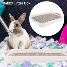 2PCS Pet Litter Pan Trainer Rabbit Potty Tray Rabbit Cage Litter Box Rabbit Toilet UK - Light Grey - View 3
