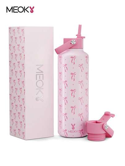 24oz isolerad vattenflaska med dubbelt sugrörslock, 24 timmars köldhållning, läckagesäker, vakuumisolerad kaffemugg i rostfritt stål, resemugg, dubbelväggig sportvattenflaska i rostfritt stål, lämplig för sport, gym, resor och skola