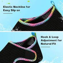 Scurtain Barefoot Shoes Women Men Beach Swim Aqua Socks Summer Quick-Dry Sandals Slippers - Mesh Blackcolorful - 查看 2