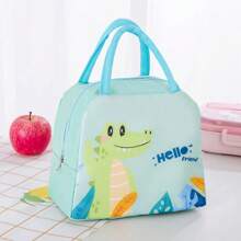 1 pieza Bolsa térmica aislada con estampado de dibujos animados, bolsa de almuerzo de pana, a prueba de fugas, suave y espaciosa, bolsa refrigeradora de almuerzo, caja de almuerzo impermeable, bolsa de maquillaje, bolsa de aseo de viaje, neceser de maquillaje de viaje