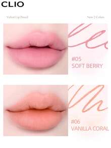 Clio K-Beauty 木质天鹅绒唇线笔套装，含卷笔刀，可削尖，裸色，奶油色唇线笔，哑光效果，持久，纤细唇线笔， - 02 PEACH BEIGE - 查看 9