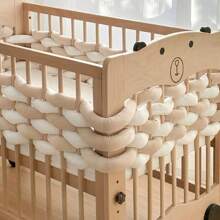 1 Stück Krippen-Umrandung, handgewebte Streifen, Knoten, Brandteig-Zöpfe, stoßfeste weiche Babybett-Umrandung