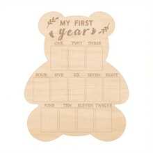 Wooden Baby's 1st Year Milestone Photo Board, Romantic Artificial Wood Memory Photo Frame - 12 Month Display Rack - No Electricity Required - Ideal As Baby's 1st Birthday Gift