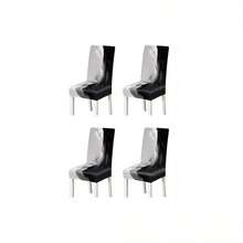 1/4/6pcs Black And White Patchwork Texture Chair Cover Set, Suitable For Indoor Home/Restaurant/Hotel Modern Daily Decoration. Elastic Tablecloth Suitable For Square Tables, Chair Covers Can Be Washed - YT-069 - View 14