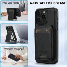OUKNOEO Detachable Magnetic Wireless Charging Faux Leather Phone Case, Compatible With IPhone 17 Air 16e 15 14 13 Pro Max S26 S25 Edge S24 Ultra Plus A37 A57 Pixel 10 9 8 7, With Card Holder, 3 Card Slots, Anti-Theft Card Pocket - Black - View 11