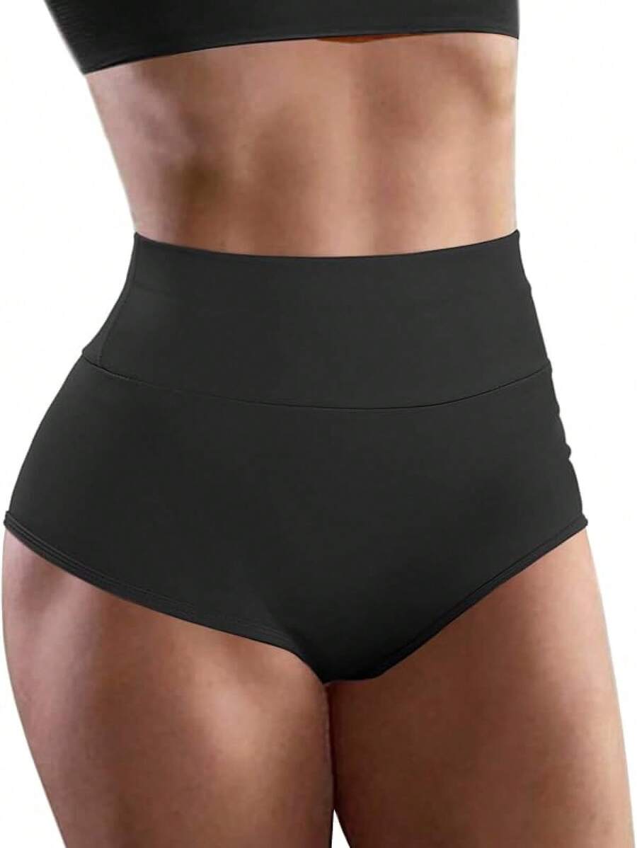 Women's High Waist Yoga Booty Shorts Workout Spandex Dance Hot Pants Butt Lifting Leggings Rave Outfits Customized Christmas New Year - 黑色 - 查看 1