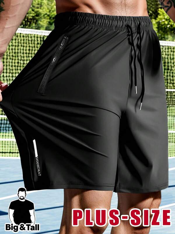 Hidkat Pantalones cortos deportivos de verano para hombre de talla grande, con alta elasticidad, cintura con cordón y bolsillos con cremallera, adecuados para ocio, exterior, deporte, ciclismo y uso diario