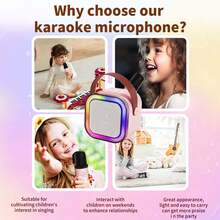卡拉OK机，配备2个无线麦克风、高衰减音频系统和3.7V高性能电池，便携式卡拉OK机，适合成人和儿童家庭聚会 - 彩色 - 查看 4