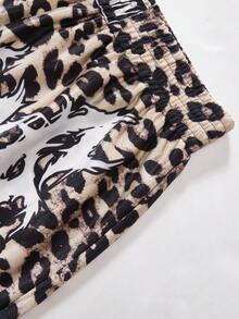 Fashionable Street Cross & Leopard Print Loose Men's Shorts, Boxing Shorts, Sporty Style - Multicolor - View 4