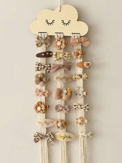 1 pieza Pinza de pelo con forma de nube de madera, organizador y decoración del hogar multifuncional para colgar