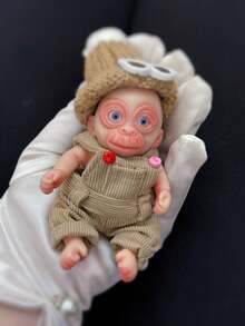 1 PC 12cm Mini Palm Monkey Soft Silicone Reborn Animal Handmade Painted Skin Washable Full Body Silicone Lifelike Monkey Dolls - Multicolor - View 2
