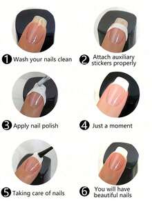 18 Folhas (864 Peças) Adesivos de Manicure Francesa, Adesivos de Unha Autoadesivos para Decoração de Arte de Unha - Design em Formato de Lua Adequado para Aplicação de Esmalte e Glitter para uma Manicure Francesa Sem Derramamentos